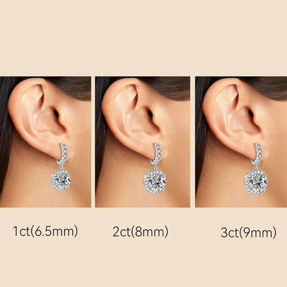 3 Carat Gra Certified Original Moissanite Hoop Earrings 925 Sterling Silver D Color Lab Diamond Drop Earrings for Women Jewelry