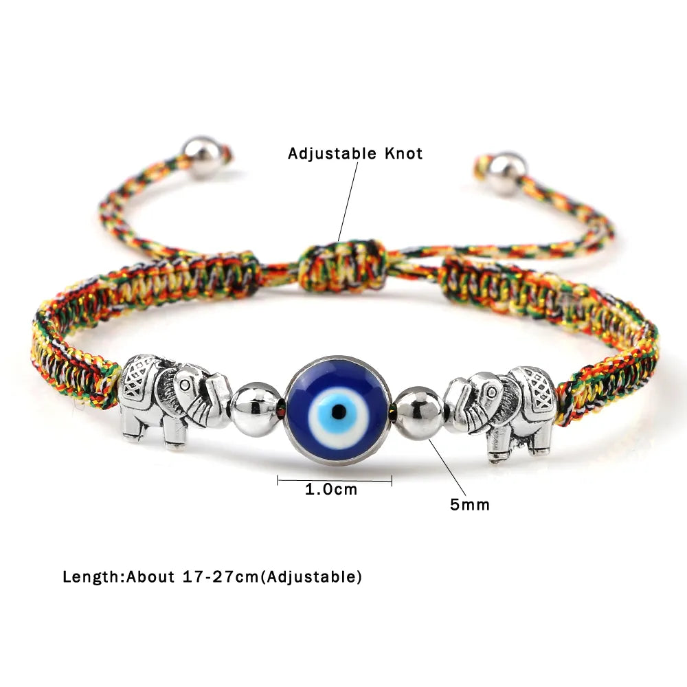 New Turkish Evil Eye Bracelet For Women Men Lucky Braided Red String Retro Elephant Bracelet Couple Friendship Wish Gift Jewelry