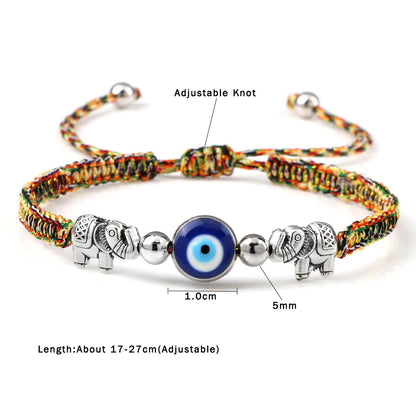 New Turkish Evil Eye Bracelet For Women Men Lucky Braided Red String Retro Elephant Bracelet Couple Friendship Wish Gift Jewelry