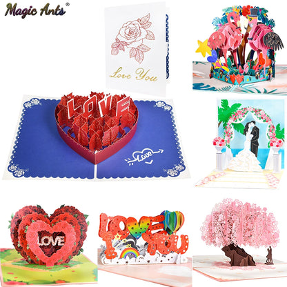 Pop Up Anniversary Card 3D Handmade Birthday Valentines Day Greeting Cards for Couples Wife Women Husband