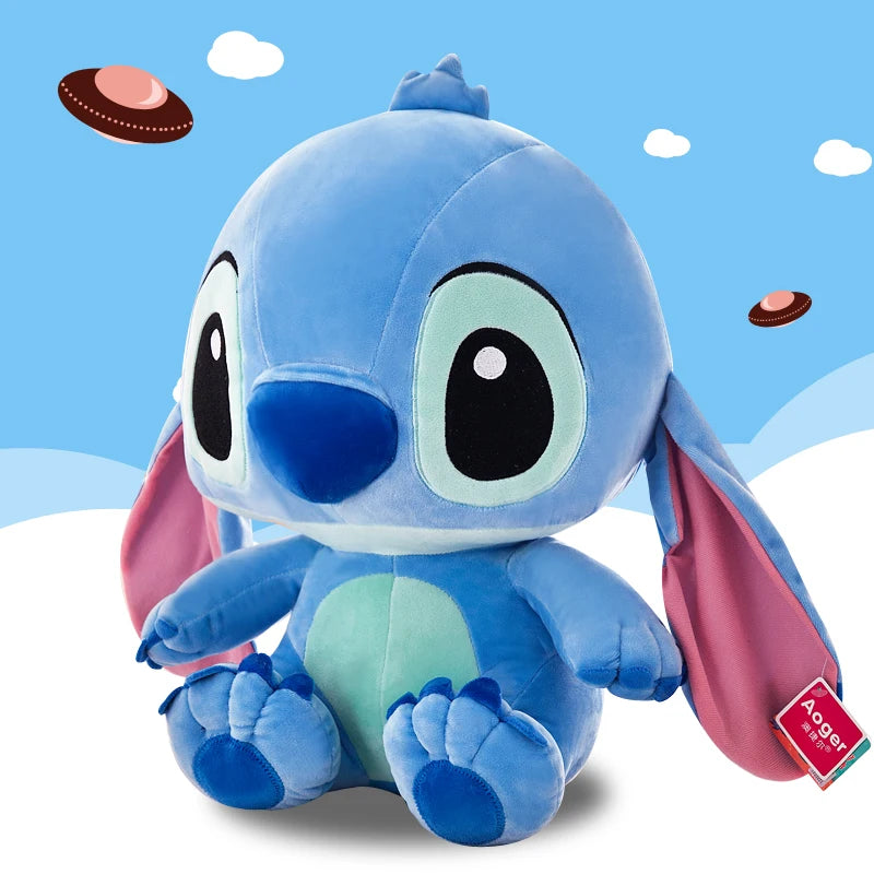 Disney Stitch Plush Doll Big Size Kawaii Soft Blue Pink Elf Cartoon Anime Movie Stuffed Toy Christmas Gift