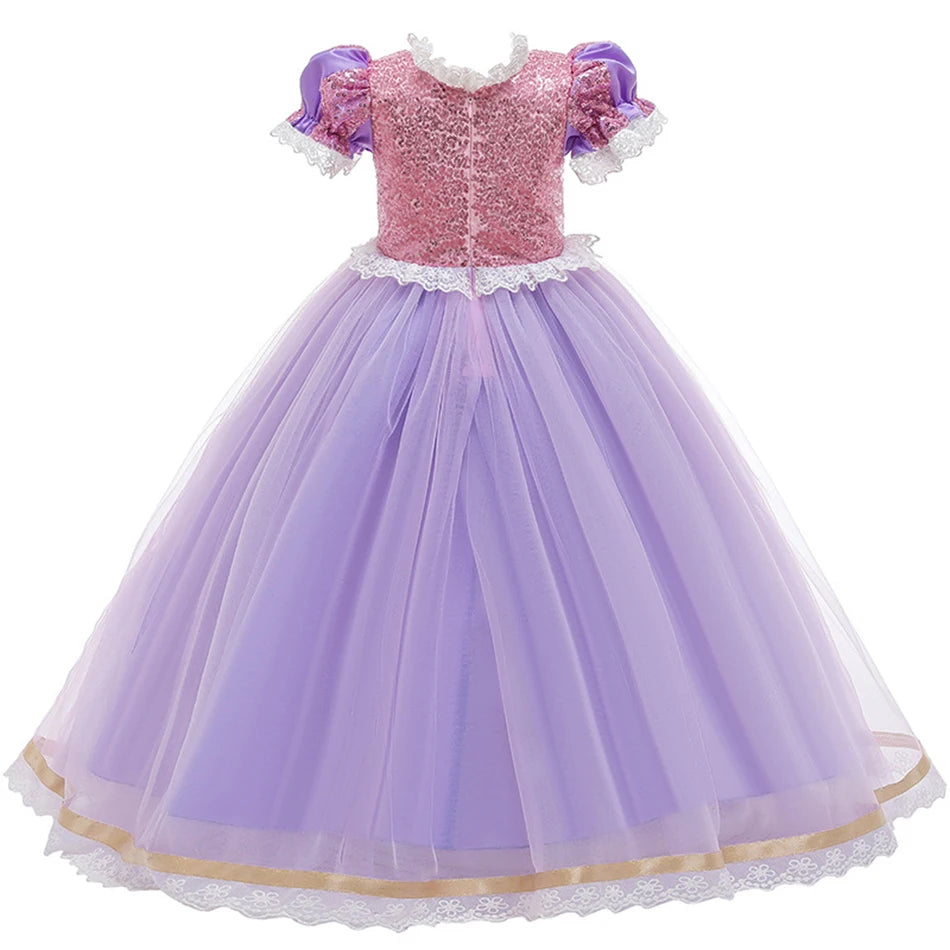 Disney Rapunzel Costume For Girl 2024 Fancy Carnival Party Princess Ball Gown Birthday Gift Children Clothing Cosplay Dress Up