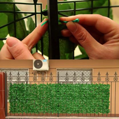 Artificial Leaf Privacy Fence Screen 2x1m Fake Hedge Panels Balcony Screen Ivy Leaves Fence Screen for Wall Garden Patio Decor