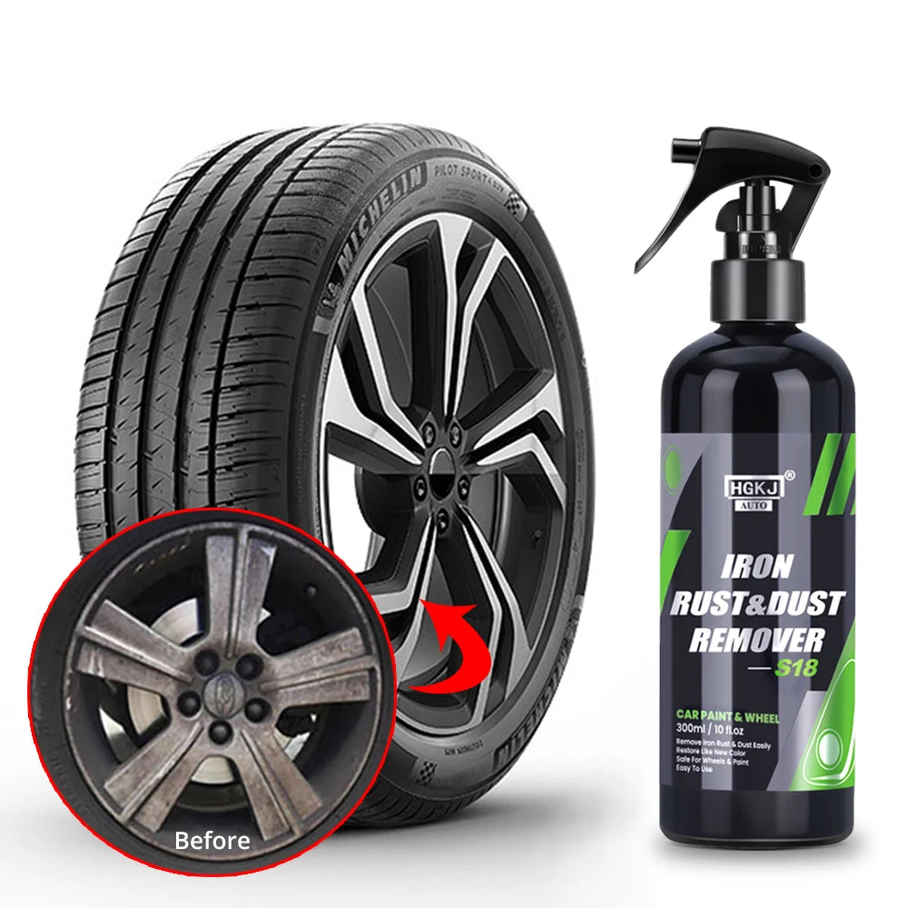 HGKJ S18 50/100/300ML Protect Wheels And Brake Discs From Iron Dust Rim Rust Cleaner Auto Detail Chemical Car Care remove rust