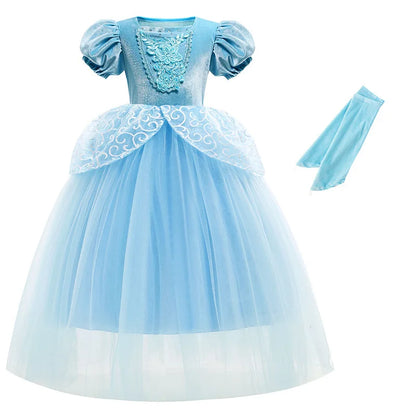 Uporpor Girls Cinderella Cosplay LED Dress Up Clothes for Girls Christmas Halloween Party Princess Costume Kids Birthday Gown