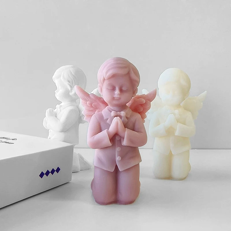 3D Prayer Angel Creative Candle Silicone Mold DIY Plaster Epoxy Resin Ornament Mould Handmade Soap Candle Making Supplies