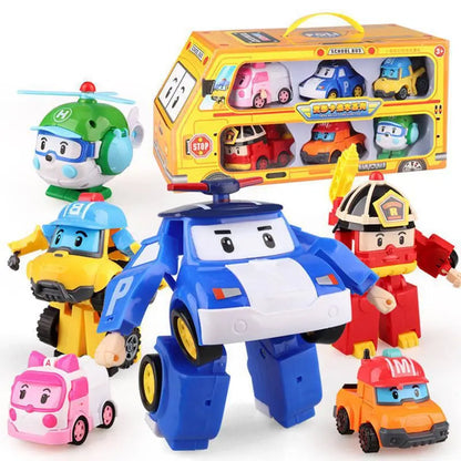 POLI, HELLY Robot City-State Car Deformation Toy Fire Truck Manual Deformation Children Gift Box Gift For Boys And Girls