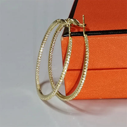 Senlissi -Diamond Hoop Earrings Real Money 925 Silver earrings original certified Fashion Earring Cерьги Kольца Ring Gold Filled