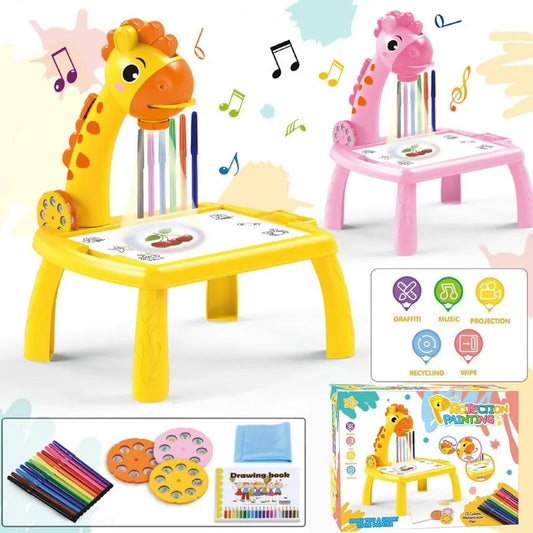 Children Led Projector Art Drawing Table Toys Kids Painting Board Desk Arts Crafts Educational Learning Paint Tools Toy for Girl