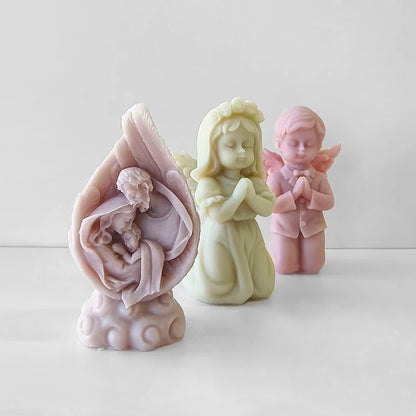 3D Prayer Angel Creative Candle Silicone Mold DIY Plaster Epoxy Resin Ornament Mould Handmade Soap Candle Making Supplies