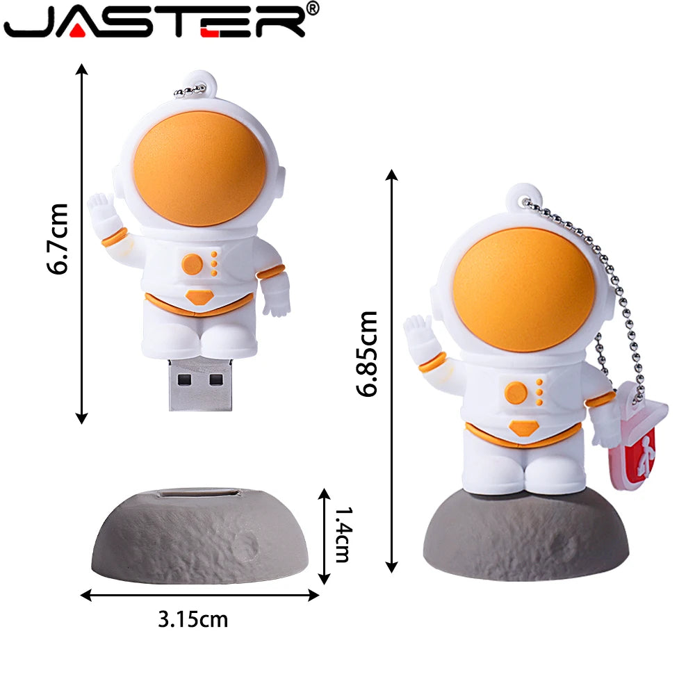 JASTER USB flash drive Astronaut Pen drive cute cartoon model Memory stick Creative gifts for children 64GB 32GB Free key chain