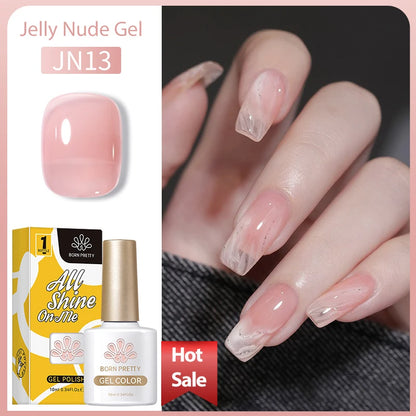 BORN PRETTY Transparen Gel Nail Polish Pink Jelly Nude Semi Transparent French Nail Camouflage UV Gel Varnish Soak Off Nail Art