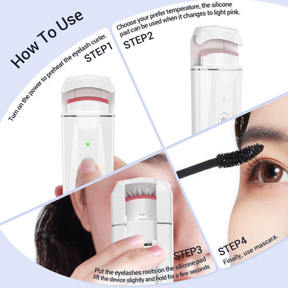 ANLAN Heated Eyelash Curler Rechargeable Eyelashes Clip Long Lasting Eye Lash Curl Electric Eyelash Curler Device Makeup Tools