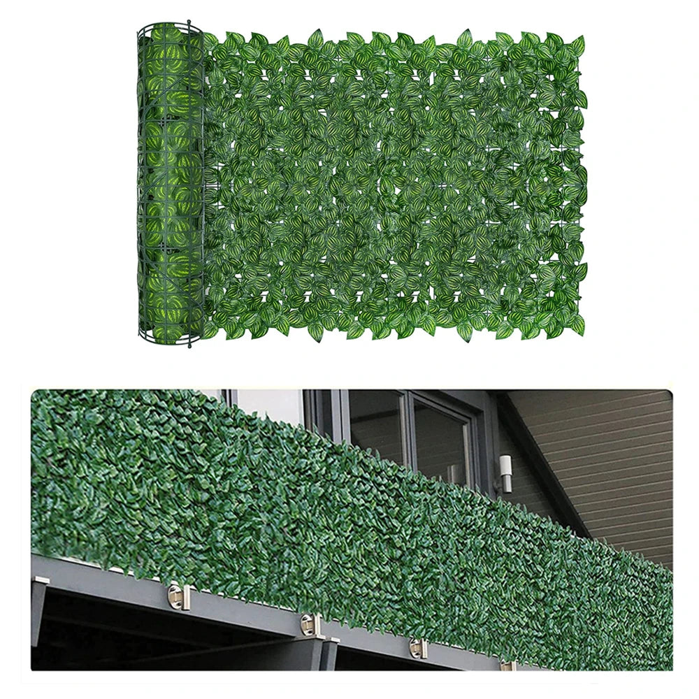 Artificial Leaf Privacy Fence Screen 2x1m Fake Hedge Panels Balcony Screen Ivy Leaves Fence Screen for Wall Garden Patio Decor