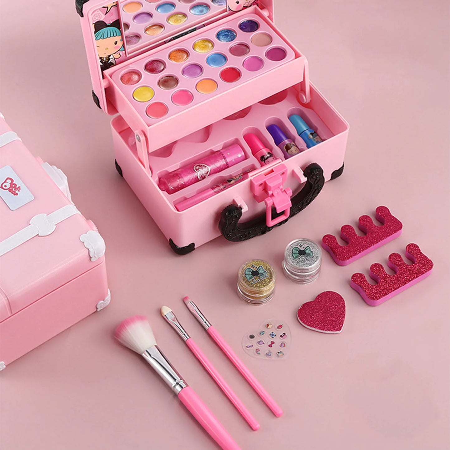 Children Makeup Set Lipstick Makeup Pretend Play With Toys Cosmetic Educational Toys Girl Princess Makeup Toy Suitcase Gift