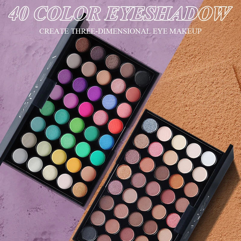 40 Colors Eye Shadow Plate Makeup Pigment Matte Luminous Eyeshadow Waterproof Glitter Shimmer Cosmetic EyeShadow Pallete Make Up