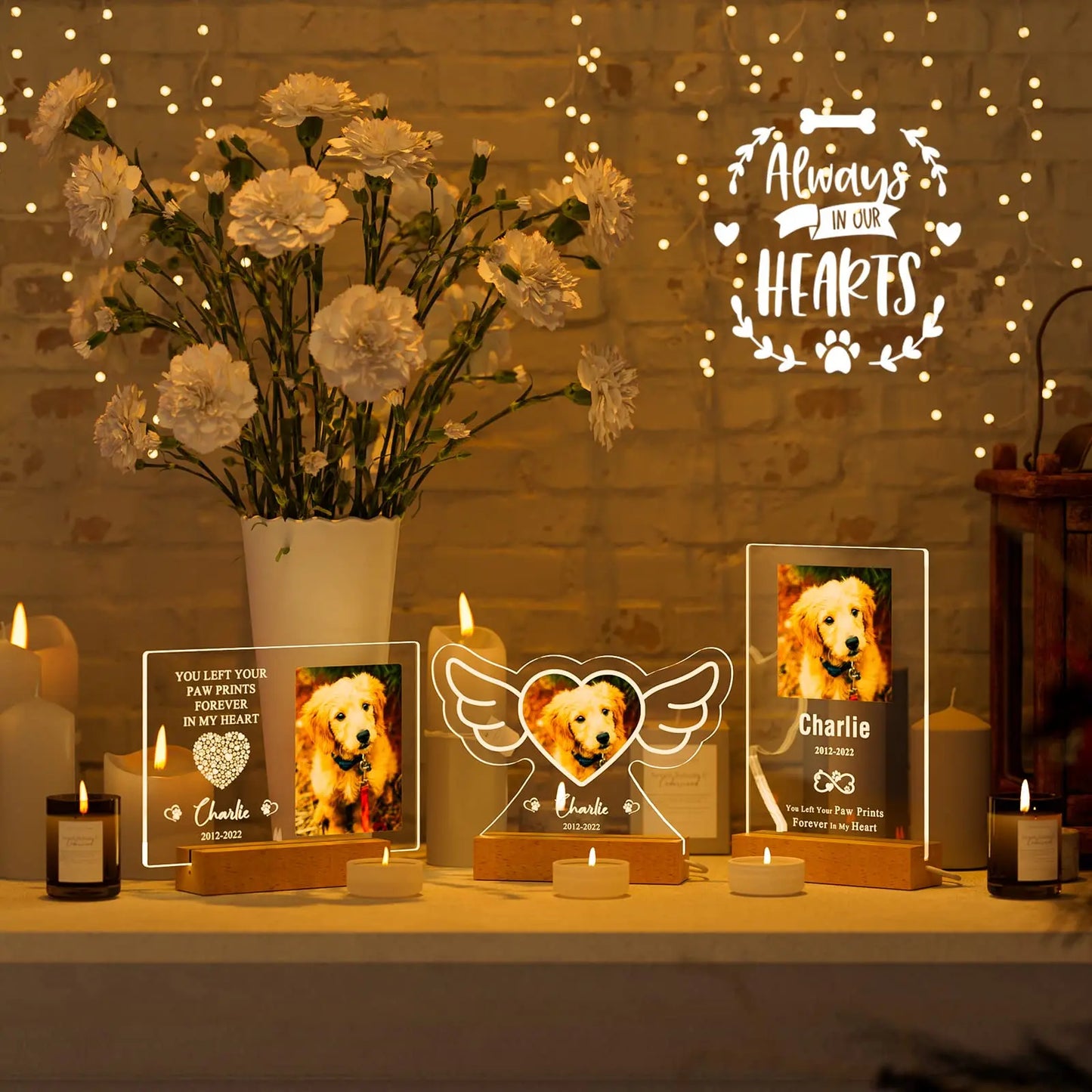 Personalized Dog Memorial Gifts Custom Photo Night Lights Pet Loss Gifts Cat Memorial Photo Frame Sympathy Gifts