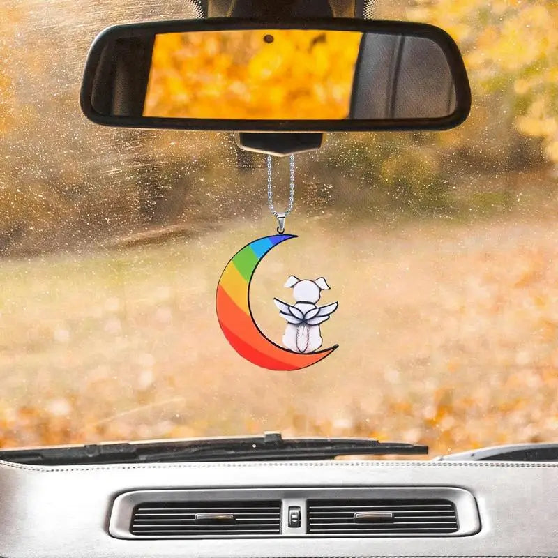 Dog Memorial Gifts Rainbow Dog Memory Ornament Stained Glass Dog 2D Acrylic Car Decorations For Window Garden Pet Loss Gifts For