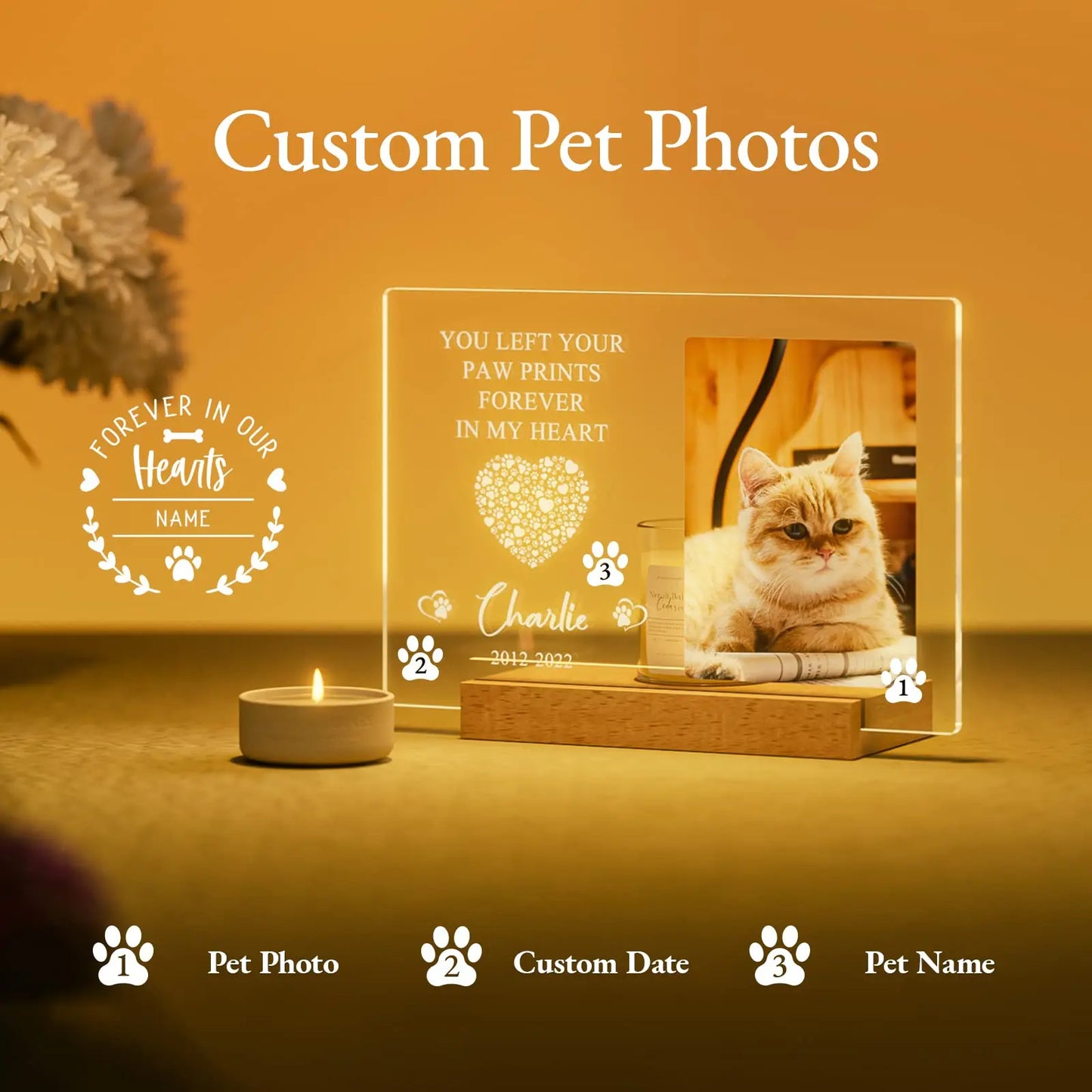 Personalized Dog Memorial Gifts Custom Photo Night Lights Pet Loss Gifts Cat Memorial Photo Frame Sympathy Gifts