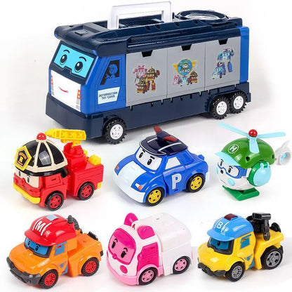 POLI, HELLY Robot City-State Car Deformation Toy Fire Truck Manual Deformation Children Gift Box Gift For Boys And Girls