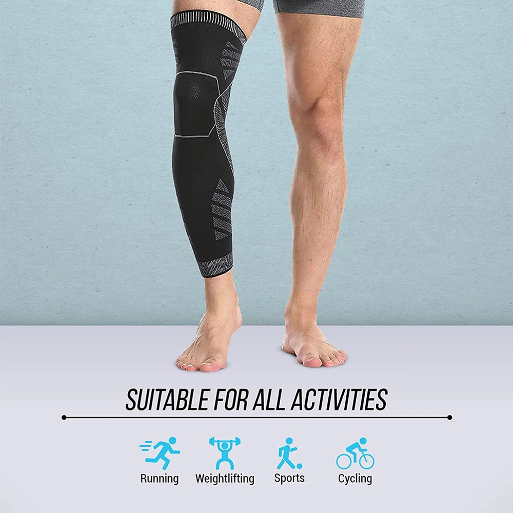 Sports Full Leg Compression Sleeves Knee Braces Support Protector for Weightlifting Arthritis Joint Pain Relief Muscle Tear