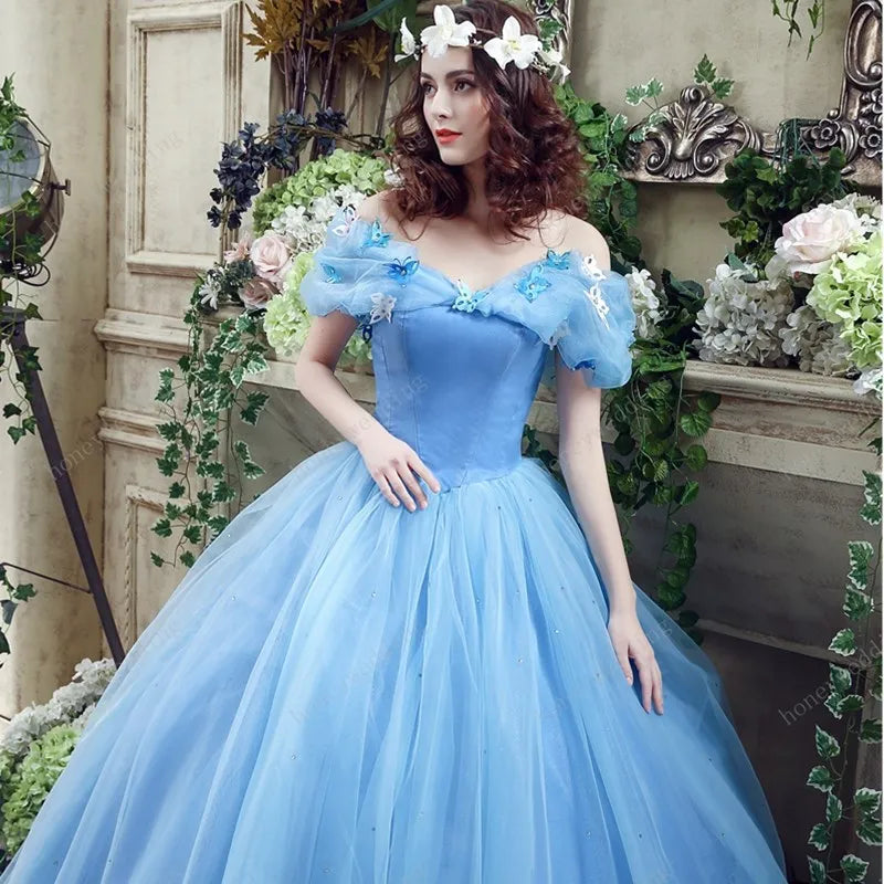 Fairy Vestidos De Dulces 16 Quinceanera Dresses Light Blue Off Shoulder With Butterfly Organza Sweet 15 Masquerade Ball Gowns