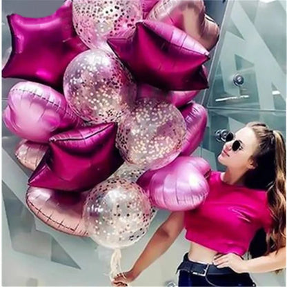 50pcs 18 inch Heart Star Round Matte Metal Foil Balloons Chrome Helium Balloon Wedding Party Decor Supplies Valentines Day Gifts