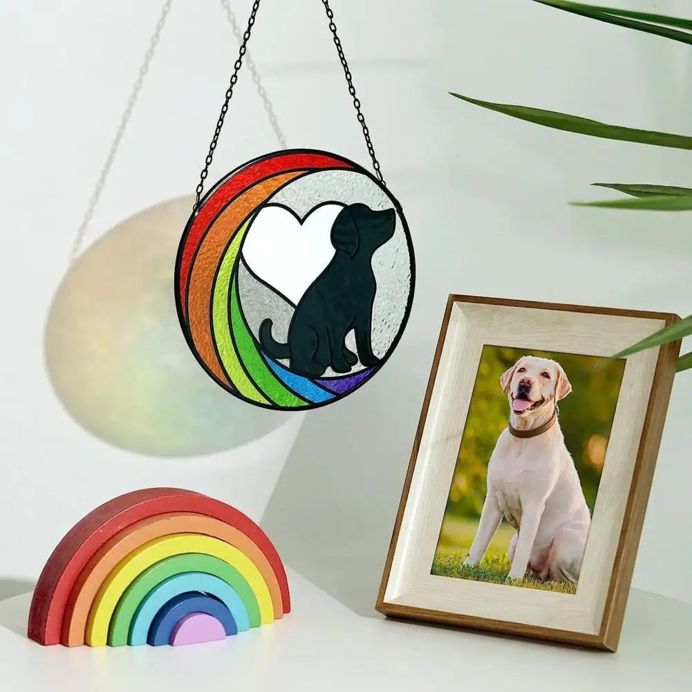 Pet Pendant Dog Suncatcher Bright Color Fade-resistant Pet Loss Ornament for Dog Lovers Meaningful Pet Supplies Gifts Outdoor