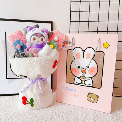 Bouquet Flower Sanrio Cartoon Hello Kitty My Melody Kuromi Cinnamoroll Pompompurin Plush Doll Toy Valentine's Day Christmas Gift