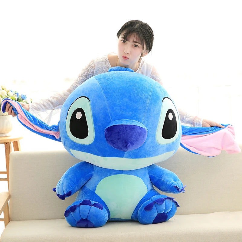 Disney Stitch Plush Doll Big Size Kawaii Soft Blue Pink Elf Cartoon Anime Movie Stuffed Toy Christmas Gift