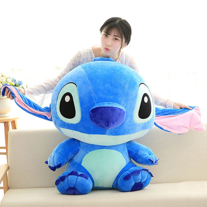 Disney Stitch Plush Doll Big Size Kawaii Soft Blue Pink Elf Cartoon Anime Movie Stuffed Toy Christmas Gift