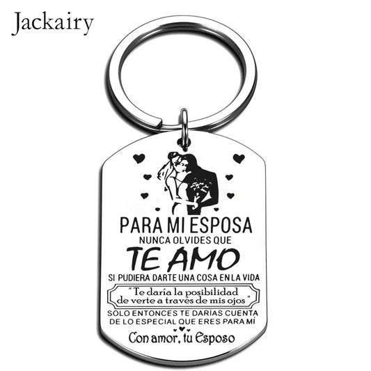 Spanish Keychain Gift for Wife From Husband Para Mi Esposa Nunca Olvides Que Te Amo Pendant Necklace Valentines Anniversary Gift