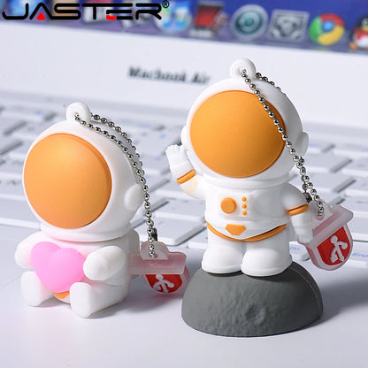 JASTER USB flash drive Astronaut Pen drive cute cartoon model Memory stick Creative gifts for children 64GB 32GB Free key chain