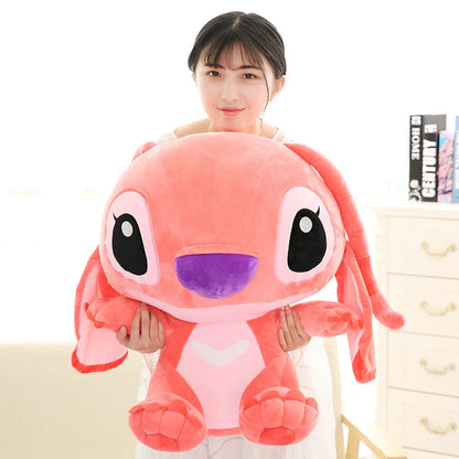 Disney Stitch Plush Doll Big Size Kawaii Soft Blue Pink Elf Cartoon Anime Movie Stuffed Toy Christmas Gift