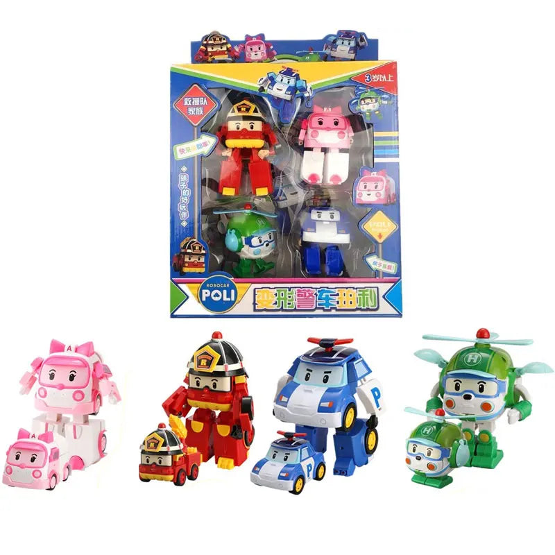 POLI, HELLY Robot City-State Car Deformation Toy Fire Truck Manual Deformation Children Gift Box Gift For Boys And Girls