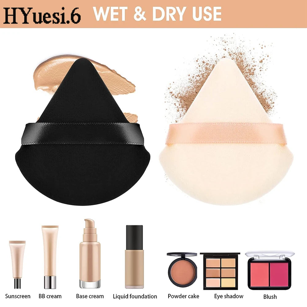 1pc Velvet Triangle Shaped Powder Puff Wet Dry Used Washable Soft Makeup Sponge Tool For Foundation Powder Blusher