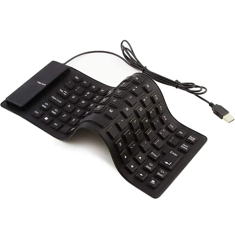 Silicone Mute Soft Keyboard 85-key Computer Keyboard  USB Wired Keyboard Portable Mini Laptop Pc Folding Waterproof Keyboard