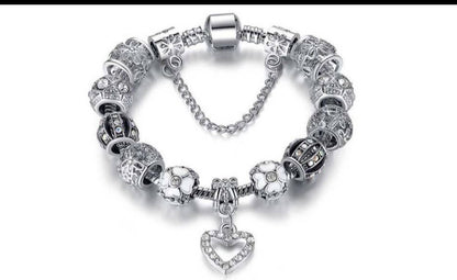 Crystal Heart Charm Bracelets Made With Crystals From Swarovski