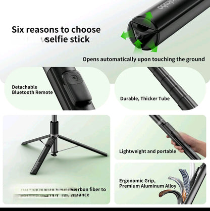 One-Click To Open Tripod- 1.7M Portable Extendable Phone Holder With 56mAh Wireless ..