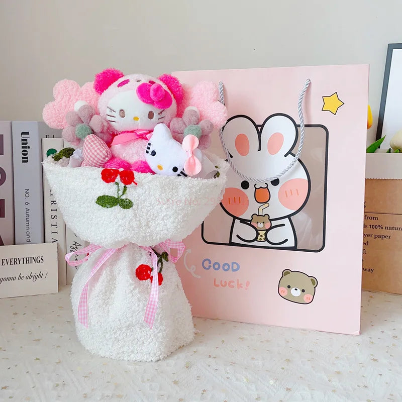 Bouquet Flower Sanrio Cartoon Hello Kitty My Melody Kuromi Cinnamoroll Pompompurin Plush Doll Toy Valentine's Day Christmas Gift