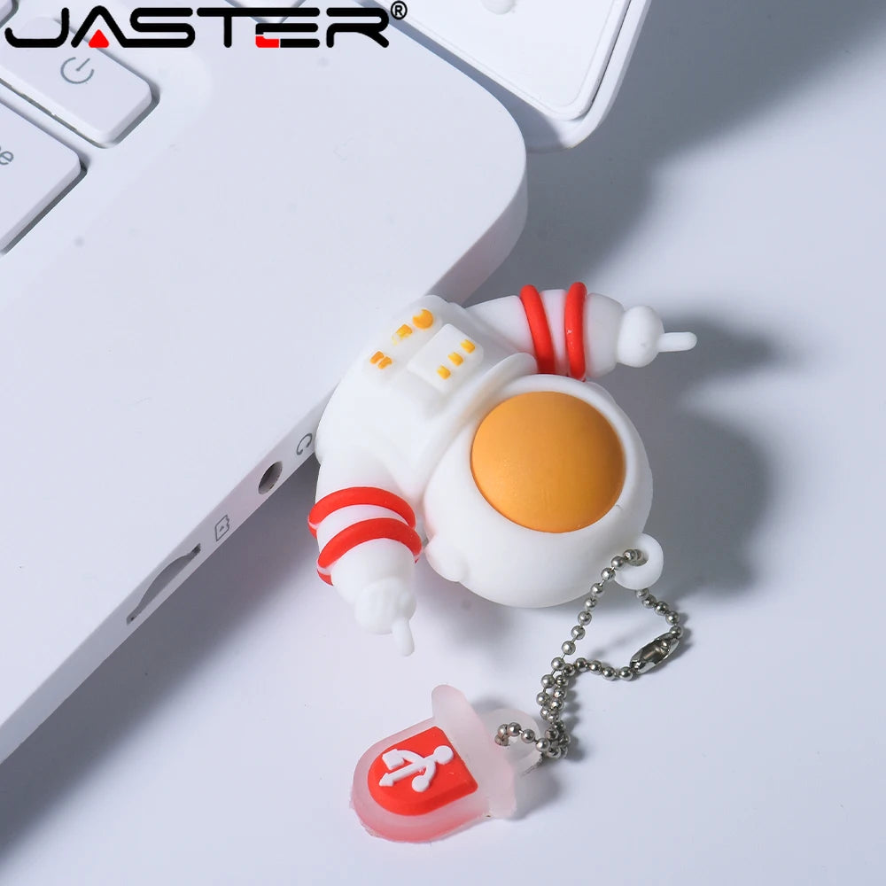 JASTER USB flash drive Astronaut Pen drive cute cartoon model Memory stick Creative gifts for children 64GB 32GB Free key chain