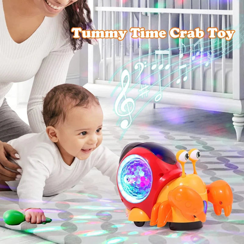 Crawling Crab Baby Toys with Music and LED Light Toddler Interactive Development Toy Walking Tummy Time Toy for Babies Girls