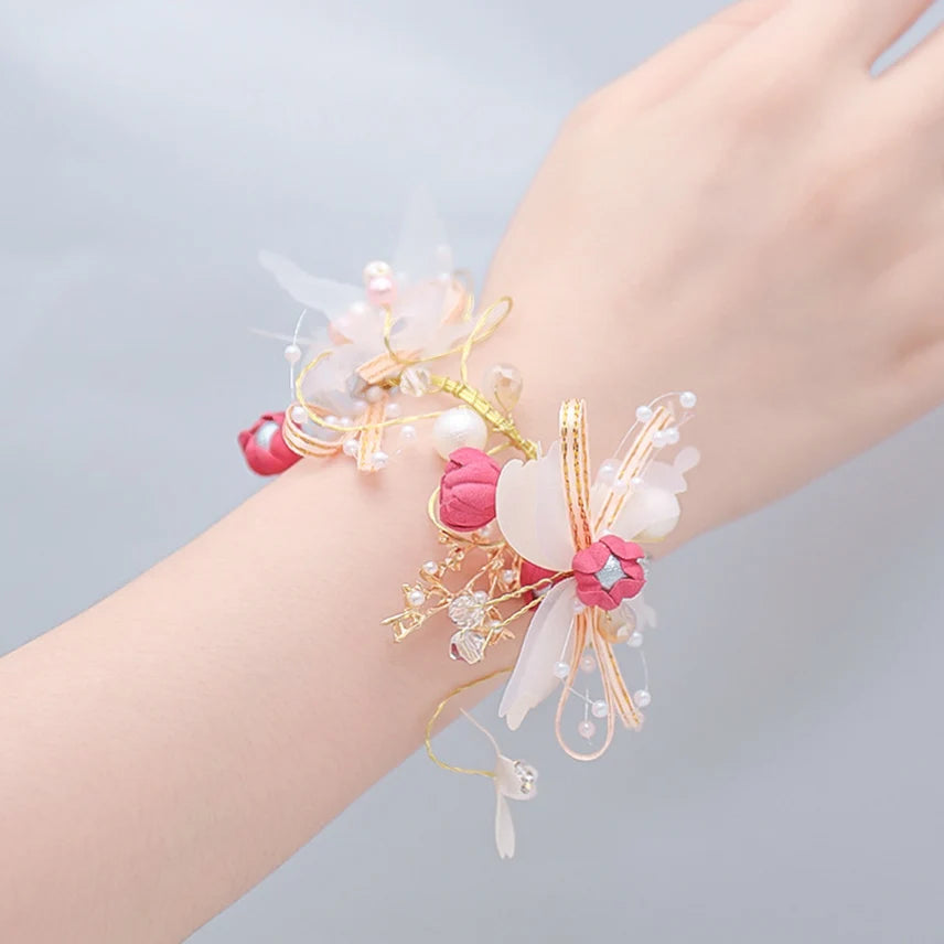 Fashion Bride Pearl Wrist Flowers Bridesmaid Sisters Bracelet Wedding Dancing Party Decor Prom Decoration Wedding Accessories