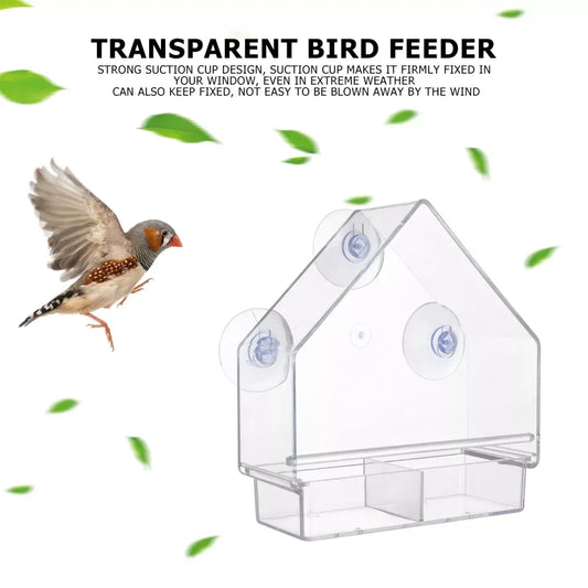 New In Bird Feeder House Shape Weather Proof Transparent Suction Cup Outdoor Birdfeeders Hanging Birdhouse for Outside Garden En