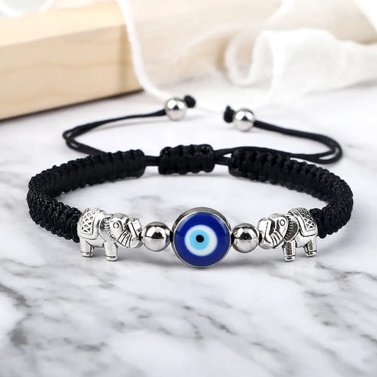 New Turkish Evil Eye Bracelet For Women Men Lucky Braided Red String Retro Elephant Bracelet Couple Friendship Wish Gift Jewelry