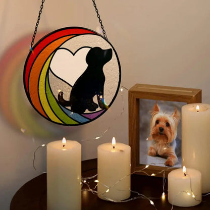 Pet Pendant Dog Suncatcher Bright Color Fade-resistant Pet Loss Ornament for Dog Lovers Meaningful Pet Supplies Gifts Outdoor