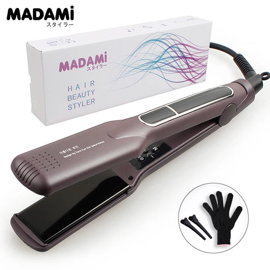 Korean Hair Straightener Keratin Treatment Floating Wide Plate Ceramic Flat Iron Dual Voltage Hair Curling Iron Salon Styler