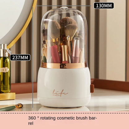 360° Rotating Makeup Brushes Holder Portable Desktop Makeup Organizer Cosmetic Storage Box Make Up Tools Jewelry Container