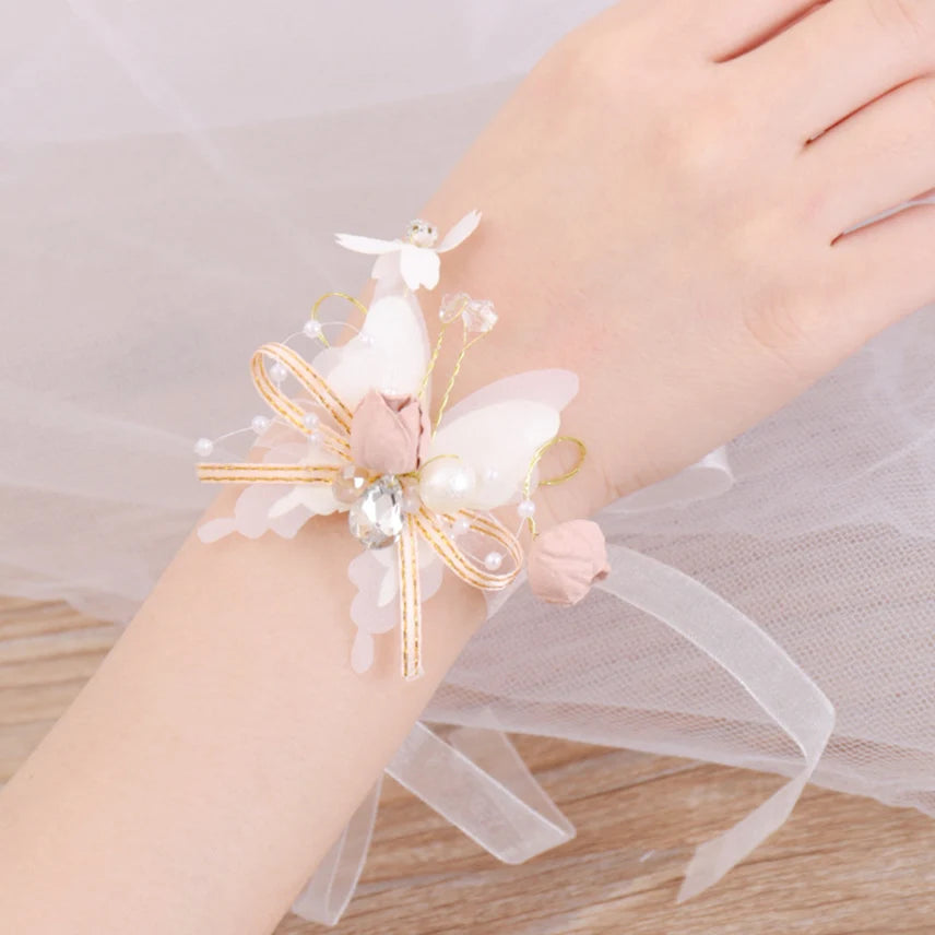 Fashion Bride Pearl Wrist Flowers Bridesmaid Sisters Bracelet Wedding Dancing Party Decor Prom Decoration Wedding Accessories