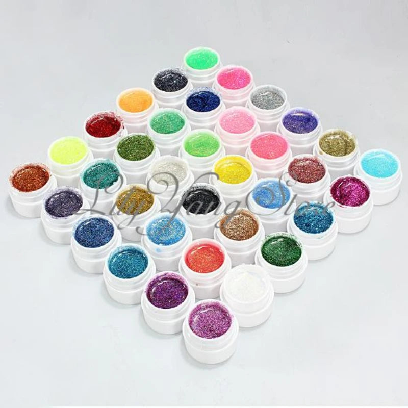 36 Colors Set Glitter Acrylic Powder UV Gel Nail Polish Soak Off UV Gel Builder Colorful Gel Polish Nail Art Supplies